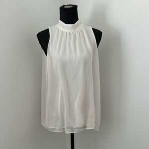 Ann Taylor LOFT - Ivory Sleeveless Sheer Sleeveless Blouse - XS